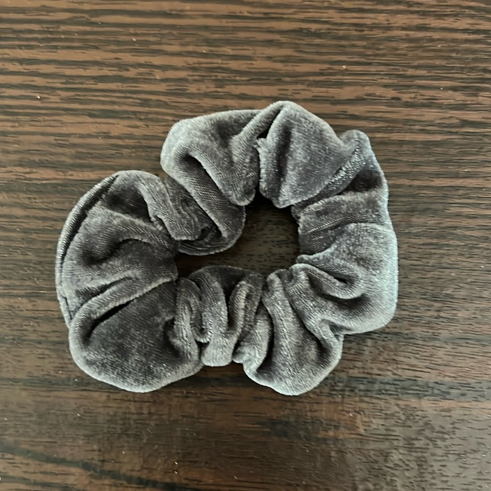 Grey Velvet Hair Scrunchie